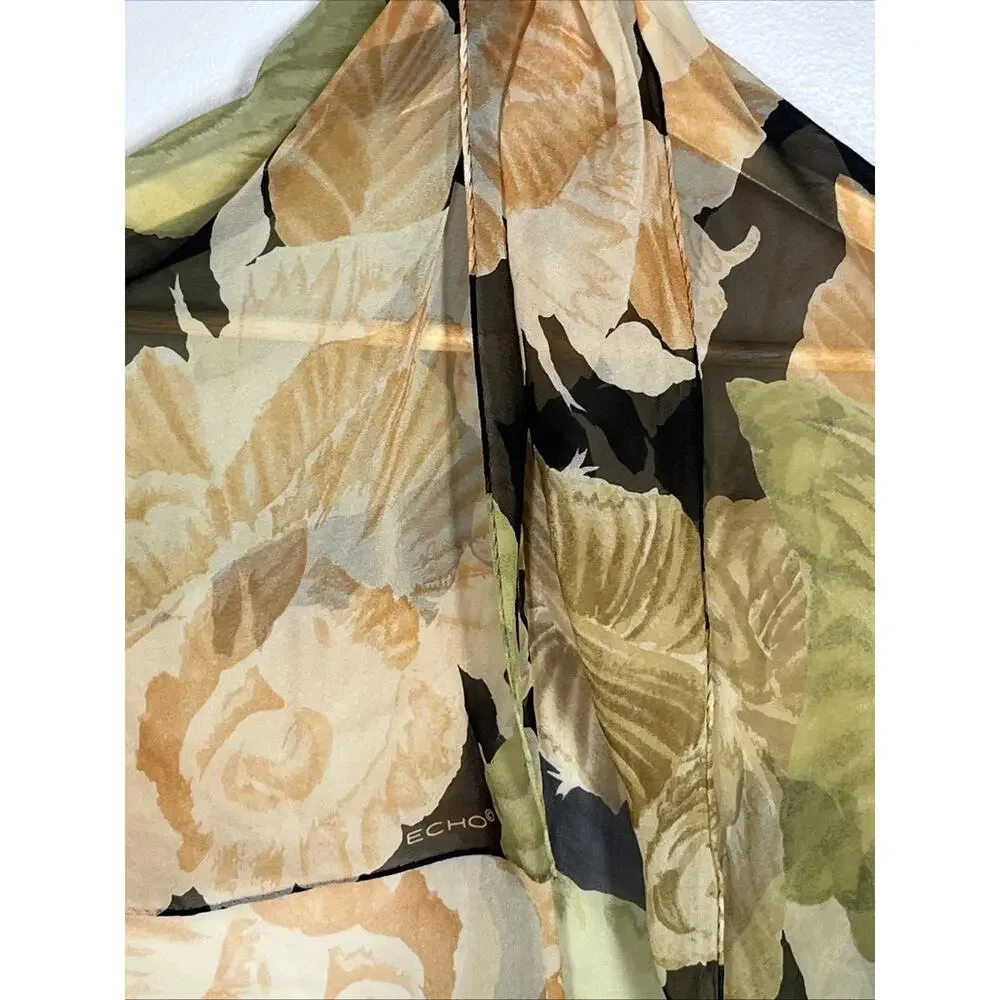 Echo Silk Scarf Floral Colorful Lightweight Vacation 34